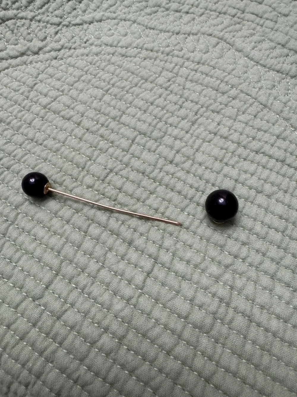 Barbell Style Brooch Pin with Black Bead Ends